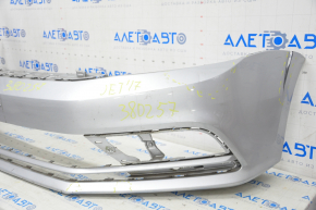 Front bumper bare VW Jetta 15-18 USA silver, pressed, cracks, broken fastener