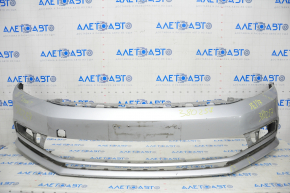 Front bumper bare VW Jetta 15-18 USA silver, pressed, cracks, broken fastener