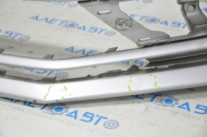 Front bumper bare VW Jetta 15-18 USA silver, pressed, cracks, broken fastener