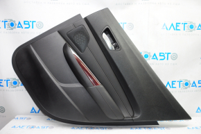 Door trim card rear right Acura TLX 15-17 pre-rest black with black insert leather, armrest leather, molding under wood gloss, scratches