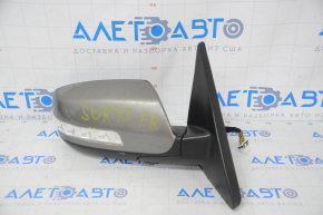 Right side mirror complete Kia Sorento 10-15 16 pins, turn signal, BSM, heated, graphite, paint peeling, chips on turn signal