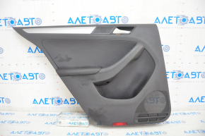Door trim card rear left VW Jetta 11-18 USA black with black insert plastic, armrest leather, molding gray gloss type 1 scratches