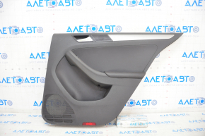 Door trim card rear right VW Jetta 11-18 USA black with black insert plastic, armrest leather, molding gray gloss type 1, scratches