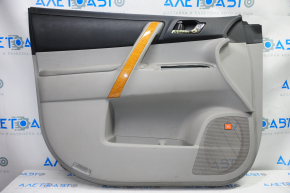 Door trim card front left Toyota Highlander 08-10 gray with black insert leather, armrest leather, JBL, scratches