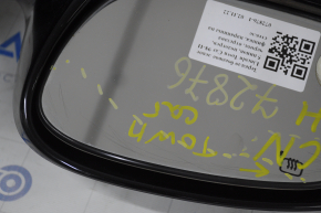 Left side mirror assembly for Lincoln Town Car 98-11, 5-pin, heated, black, chip cut off, scratches on glass