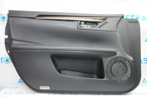 Front left door panel for Lexus ES300h ES350 13-15 black with black leather insert, leather armrest, glossy wood molding, with seat memory