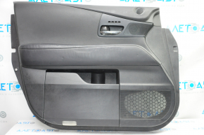 Door trim card front left Lexus RX350 RX450h 10-15 black with black insert leather, armrest black leather, under seat memory, leather tear, scratches, bumps