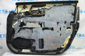 Door trim card front left Lexus RX350 RX450h 10-15 black with black insert leather, armrest black leather, under seat memory, leather tear, scratches, bumps