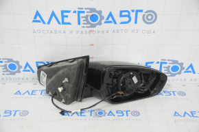 Side mirror right assembly Chrysler 200 15-17 5 pins, black, missing mirror element, crack on housing