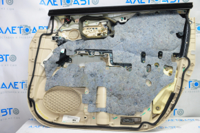 Door trim card front left Lexus RX350 RX450h 10-12 beige with beige insert leather, armrest leather, under seat memory, water damage, cracked leather scratch