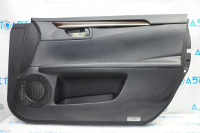 Door trim card front right Lexus ES300h ES350 13-15 black with black insert leather, armrest leather, molding under wood gloss, scratches, bumps