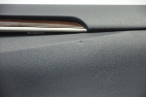 Door trim card front right Lexus ES300h ES350 13-15 black with black insert leather, armrest leather, molding under wood gloss, scratches, bumps