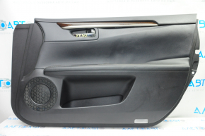 Door trim card front right Lexus ES300h ES350 13-15 black with black insert leather, armrest leather, molding under wood gloss, butts