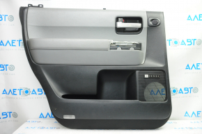 Door trim card rear left Toyota Sequoia 08-16 black with gray insert leather, rubber armrest, curtain, JBL, scratches