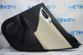 Door trim card rear right Lexus CT200h 11-17 black with beige insert leather, crack, break crepe, scratches