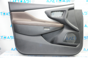 Door trim card front left Nissan Murano z52 15-17 black with brown insert leather, molding gray gloss, under memory on armrest, tear, scratches