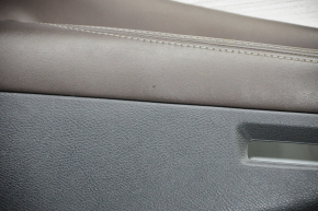 Door trim card front left Nissan Murano z52 15-17 black with brown insert leather, molding gray gloss, under memory on armrest, tear, scratches