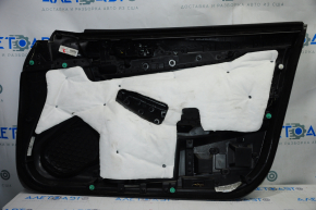 Door trim card front left Nissan Maxima A36 16-18 black with black insert leather, armrest leather, molding gray gloss, scratches, bumps