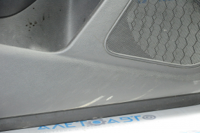 Door trim card front left Nissan Maxima A36 16-18 black with black insert leather, armrest leather, molding gray gloss, scratches, bumps