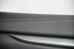 Door trim card front left Nissan Maxima A36 16-18 black with black insert leather, armrest leather, molding gray gloss, scratches, bumps