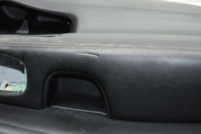 Door trim card front left Nissan Pathfinder 13-16 black with black insert leather, armrest leather, molding under wood gloss, under seat memory, tears, scratches, under dry cleaning, pokes