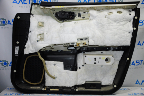 Door trim card front left Nissan Pathfinder 13-16 black with black insert leather, armrest leather, molding under wood gloss, under seat memory, tears, scratches