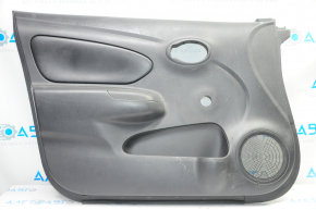 Door trim card front left Nissan Versa 12-19 usa black with black insert plastic, under fur window lifter, scratches