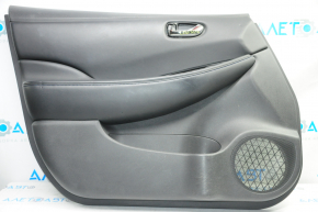 Door trim card front left Nissan Leaf 13-17 black with black insert leather, armrest leather, scratches, bumps