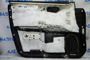 Door trim card front right Nissan Pathfinder 13-16 black with black insert leather, armrest leather, molding under wood gloss, scratches