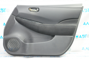 Door trim card front right Nissan Leaf 13-17 black with black insert leather, armrest cloth, scratches, bumps