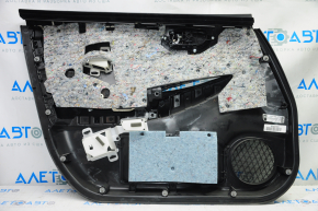 Door trim card front right Nissan Leaf 13-17 black with black insert leather, armrest cloth, scratches, bumps