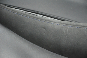 Door trim card front right Nissan Leaf 13-17 black with black insert leather, armrest cloth, scratches, bumps