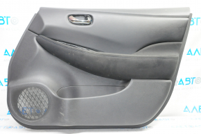 Door trim card front right Nissan Leaf 13-17 black with black insert leather, armrest cloth, scratches, for dry cleaning