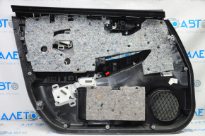 Door trim card front right Nissan Leaf 13-17 black with black insert leather, armrest leather, scratches, tears