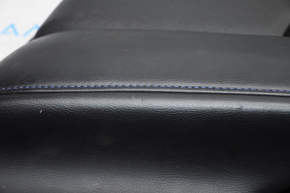 Door trim card front right Nissan Leaf 13-17 black with black insert leather, armrest leather, scratches, tears