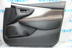 Door trim card front right Nissan Murano z52 15-17 black with brown insert leather, molding gray gloss, scratches, bumps