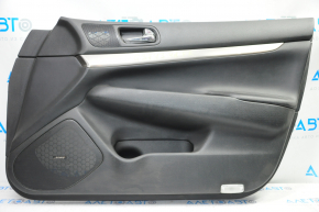 Door trim card front right Infiniti G25 G35 G37 4d 06-11 black with black insert leather, molding gray gloss, BOSE, scratches