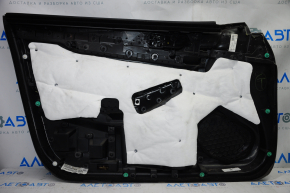 Door trim card front right Nissan Maxima A36 16-18 black with black insert leather, armrest leather, molding gray gloss, scratches, bumps