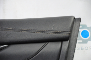 Door trim card front right Nissan Maxima A36 16-18 black with black insert leather, armrest leather, molding gray gloss, scratches, bumps