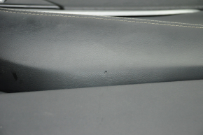 Door trim card front right Nissan Maxima A36 16-18 black with black insert leather, armrest leather, molding gray gloss, scratches, bumps