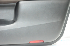 Door trim card front right Infiniti JX35 QX60 13-15 black with brown insert leather, armrest leather, molding under wood gloss, scratches, pokes