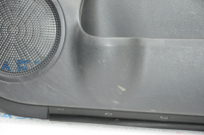 Door trim card front right Nissan Versa 12-19 usa black with black insert plastic, under fur window lifter, scratches