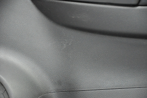 Door trim card front right Nissan Rogue 14-16 black with black insert plastic, molding black gloss, armrest leather, scratches
