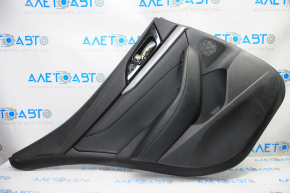 Door trim card rear left Nissan Maxima A36 16-18 black with black insert leather, armrest leather, molding gray gloss, scratches