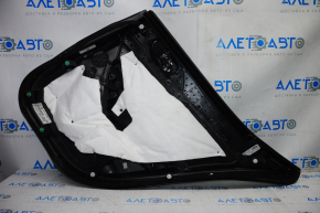 Door trim card rear left Nissan Maxima A36 16-18 black with black insert leather, armrest leather, molding gray gloss, scratches