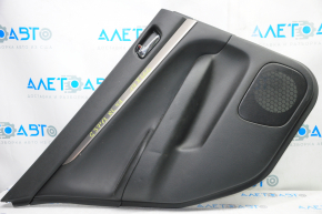 Door trim card rear left Infiniti G25 G35 G37 4d 06-11 black with black insert leather, molding gray gloss, tears, pokes