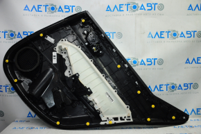 Door trim card rear left Nissan Altima 19-21 black with black insert leather, armrest leather, scratches