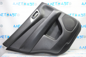 Door trim card rear left Nissan Pathfinder 13-19 black with black insert leather, armrest leather, scratches