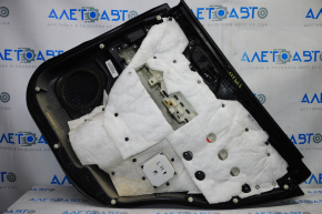 Door trim card rear left Nissan Pathfinder 13-19 black with black insert leather, armrest leather, scratches