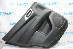 Door trim card rear left Nissan Pathfinder 13-19 black with black insert leather, armrest leather, scratches, bumps